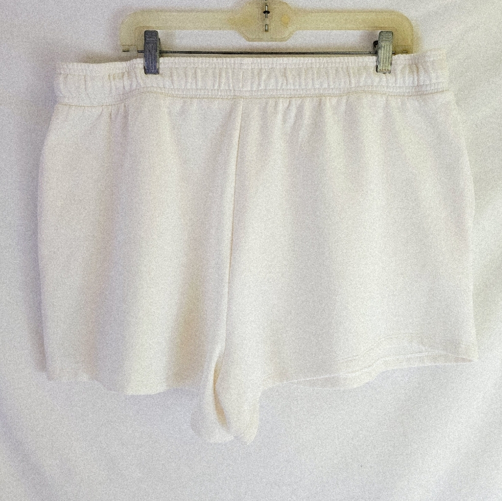 NWT Auden White Fleece Stretch Athletic Shorts Size XXL Elastic Drawstring - Picture 3 of 10